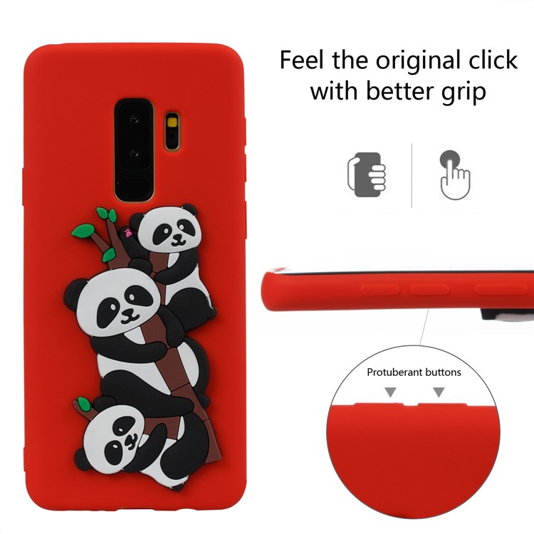 Lovely 3D Panda Pattern TPU Back Case for Samsung Galaxy S9+ SM-G965 - Red-3