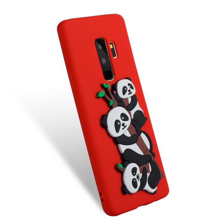 Lovely 3D Panda Pattern TPU Back Case for Samsung Galaxy S9+ SM-G965 - Red-5