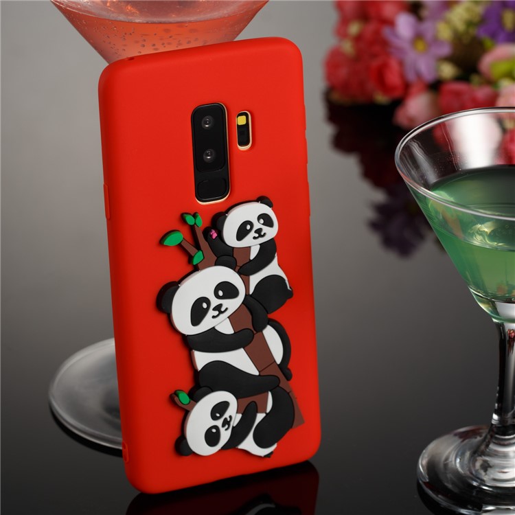 Lovely 3D Panda Pattern TPU Back Case for Samsung Galaxy S9+ SM-G965 - Red-6