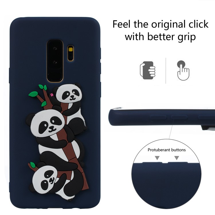 Lovely 3D Panda Pattern TPU Cell Phone Case for Samsung Galaxy S9+ SM-G965 - Dark Blue-3