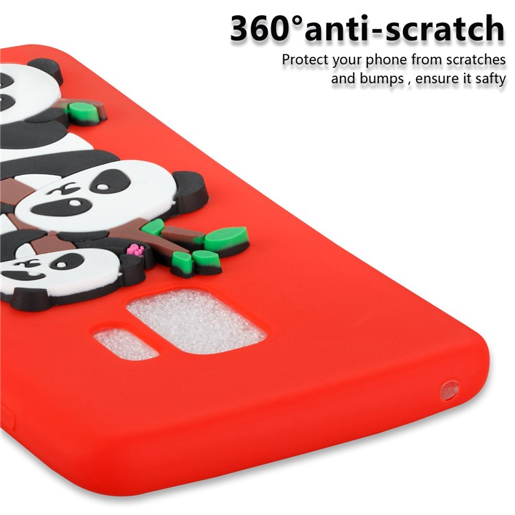 Lovely 3D Panda Pattern TPU Shell Case for Samsung Galaxy S9 SM-G960 - Red-2