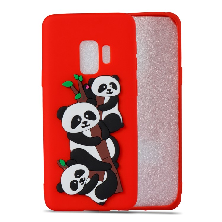 Lovely 3D Panda Pattern TPU Shell Case for Samsung Galaxy S9 SM-G960 - Red-4