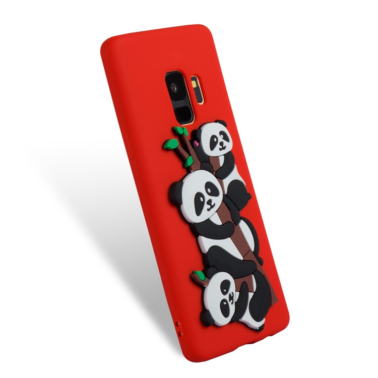 Lovely 3D Panda Pattern TPU Shell Case for Samsung Galaxy S9 SM-G960 - Red-5