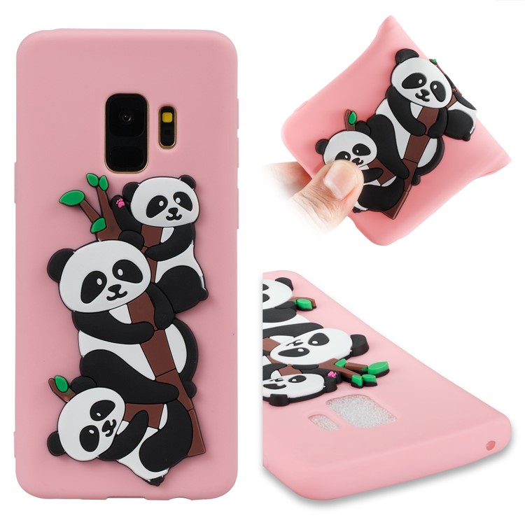 Lovely 3D Panda Pattern TPU Case Phone Shell for Samsung Galaxy S9 SM-G960 - Pink-1