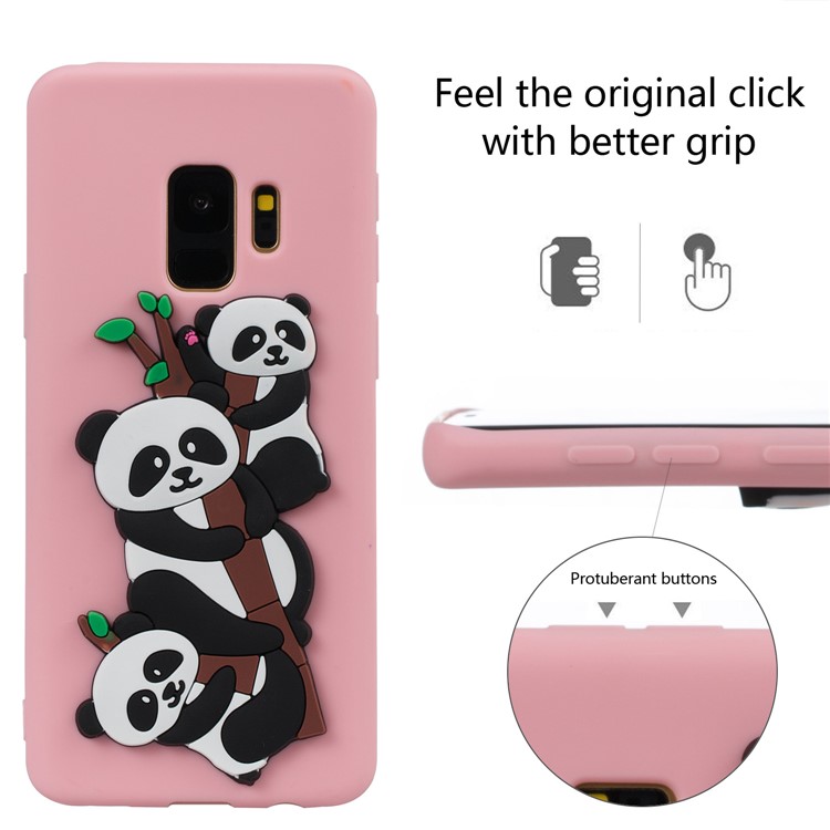 Lovely 3D Panda Pattern TPU Case Phone Shell for Samsung Galaxy S9 SM-G960 - Pink-3