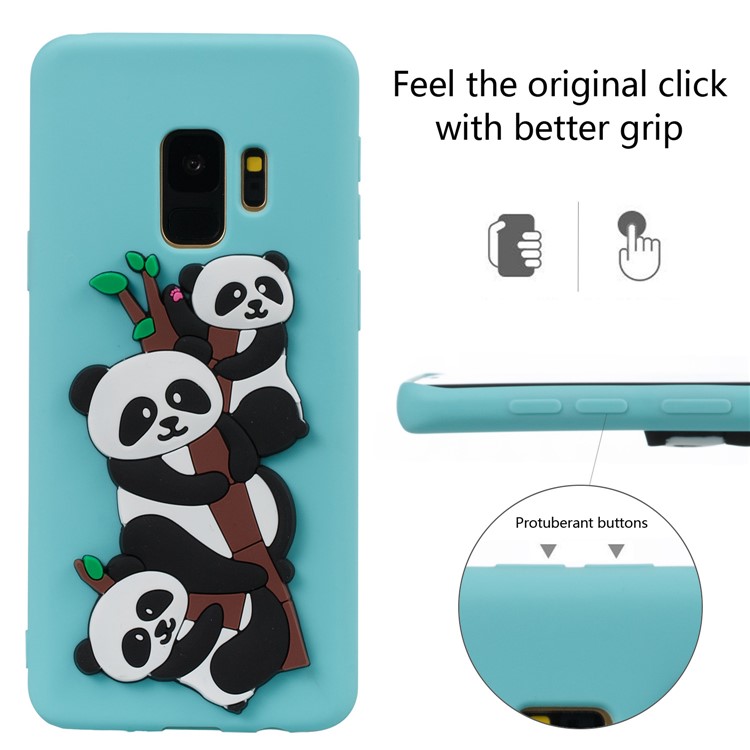 Lovely 3D Panda Pattern TPU Shell Cover Case for Samsung Galaxy S9 SM-G960 - Baby Blue-3