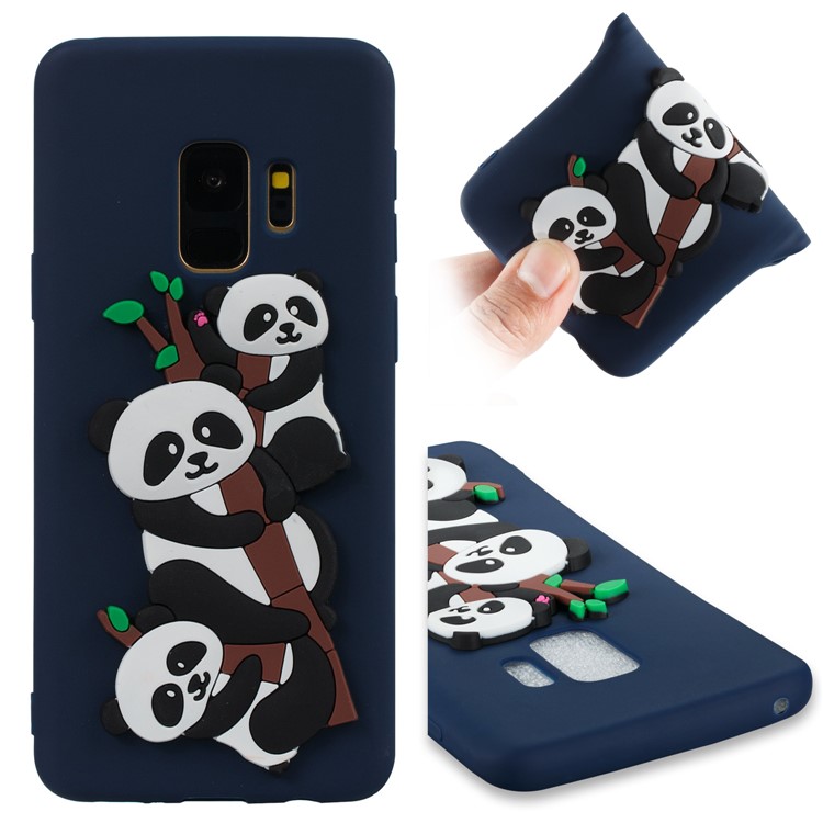 Lovely 3D Panda Pattern TPU Cover Case for Samsung Galaxy S9 SM-G960 - Dark Blue-1