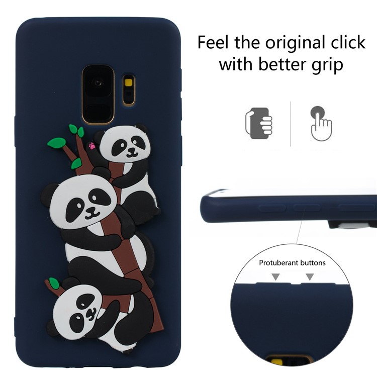 Lovely 3D Panda Pattern TPU Cover Case for Samsung Galaxy S9 SM-G960 - Dark Blue-3