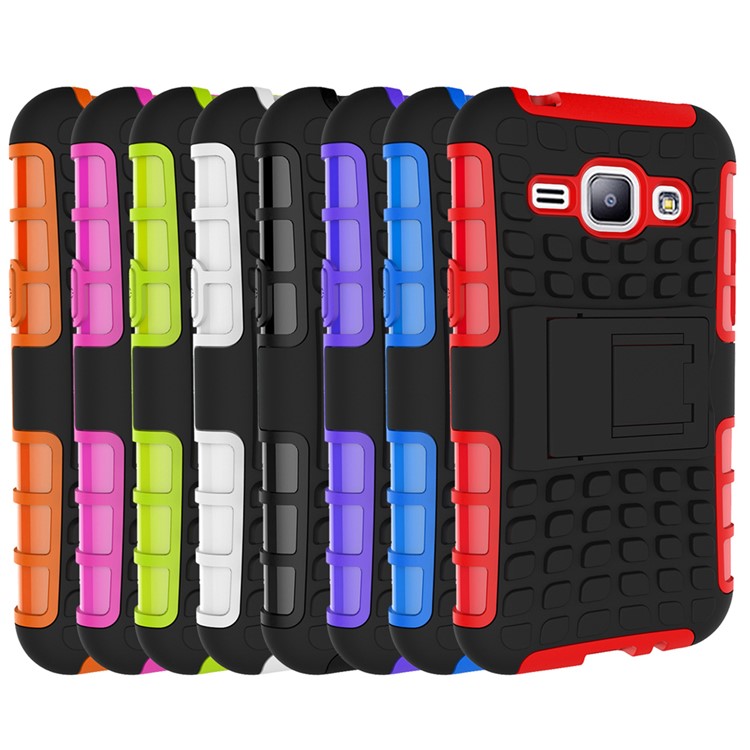 PC + TPU Hybrid Kickstand Shell for Samsung Galaxy J1 / J1 4G - Red-10