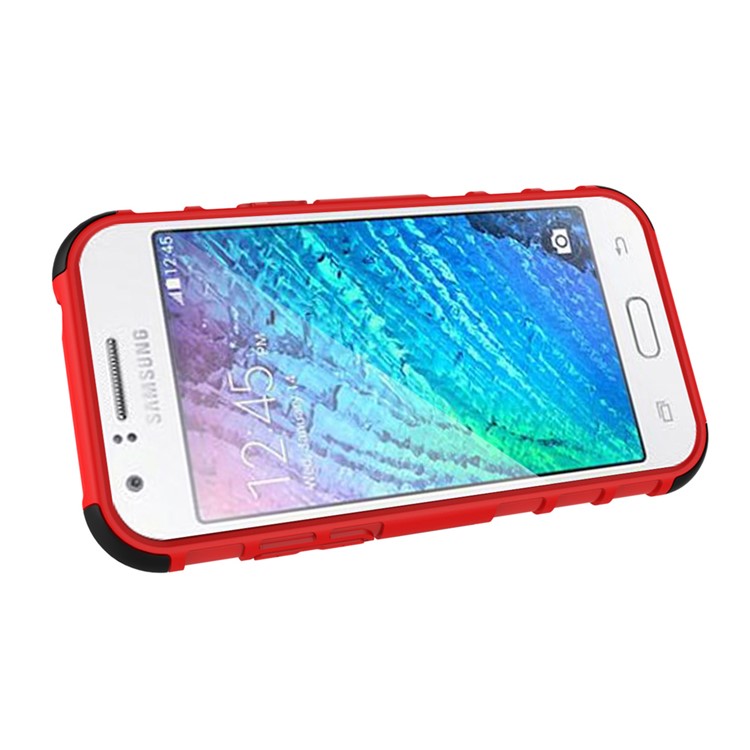 PC + TPU Hybrid Kickstand Shell for Samsung Galaxy J1 / J1 4G - Red-3