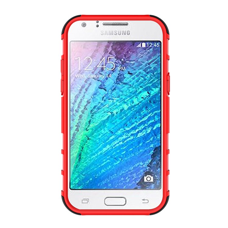 PC + TPU Hybrid Kickstand Shell for Samsung Galaxy J1 / J1 4G - Red-4