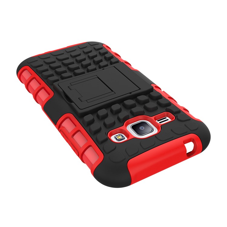 PC + TPU Hybrid Kickstand Shell for Samsung Galaxy J1 / J1 4G - Red-8