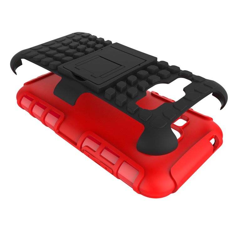 PC + TPU Hybrid Kickstand Shell for Samsung Galaxy J1 / J1 4G - Red-9
