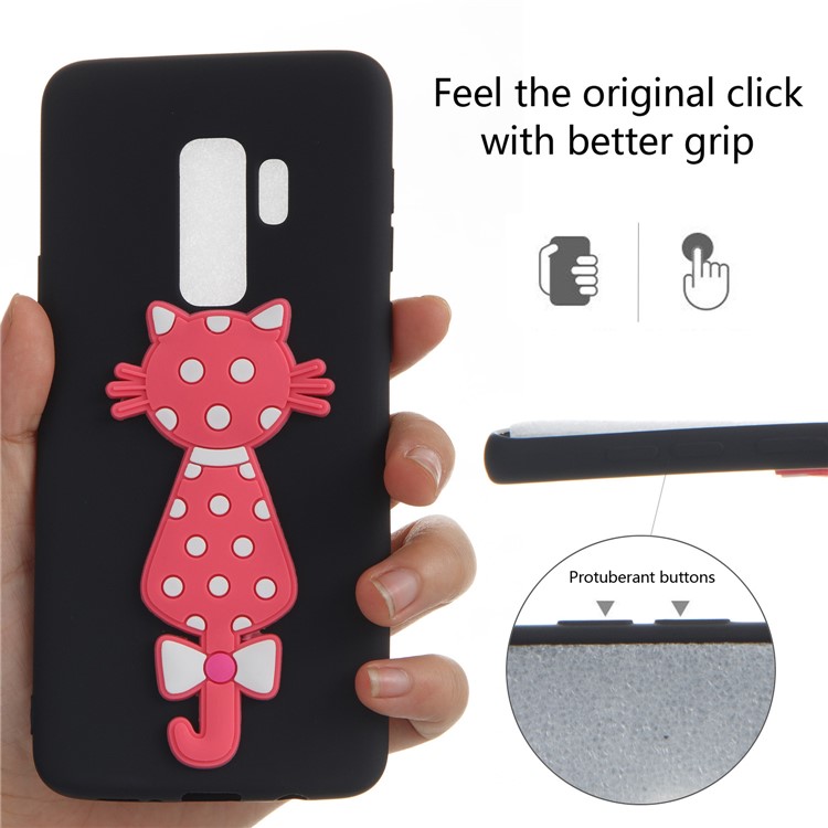 Cute 3D Cat TPU Soft Phone Case for Samsung Galaxy S9 Plus - Black-6