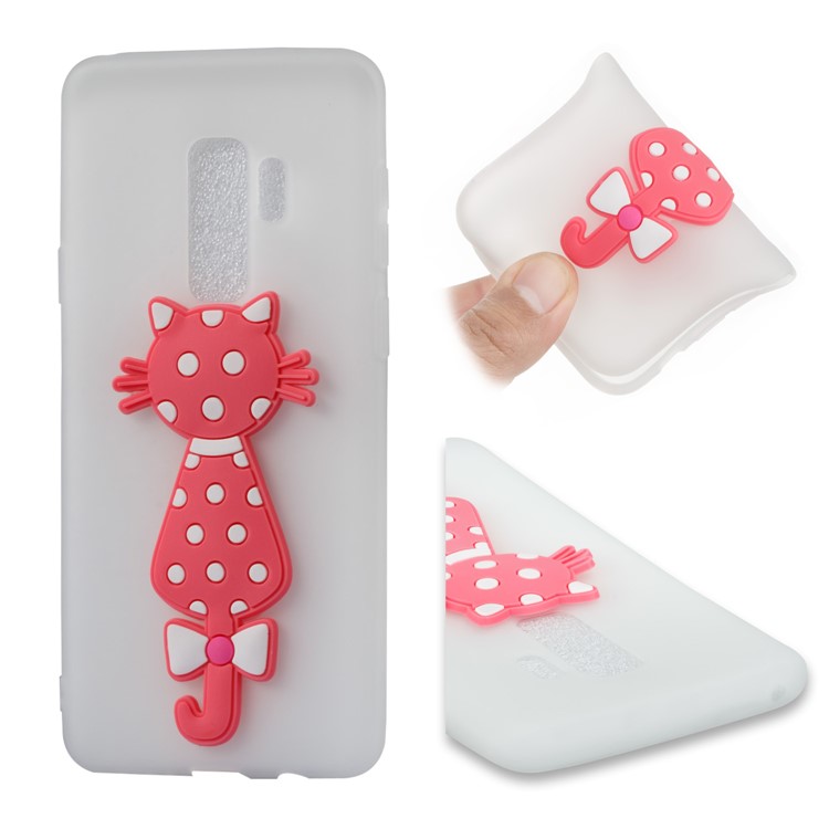 For Samsung Galaxy S9+ Cute 3D Cat TPU Soft Back Case - White-1