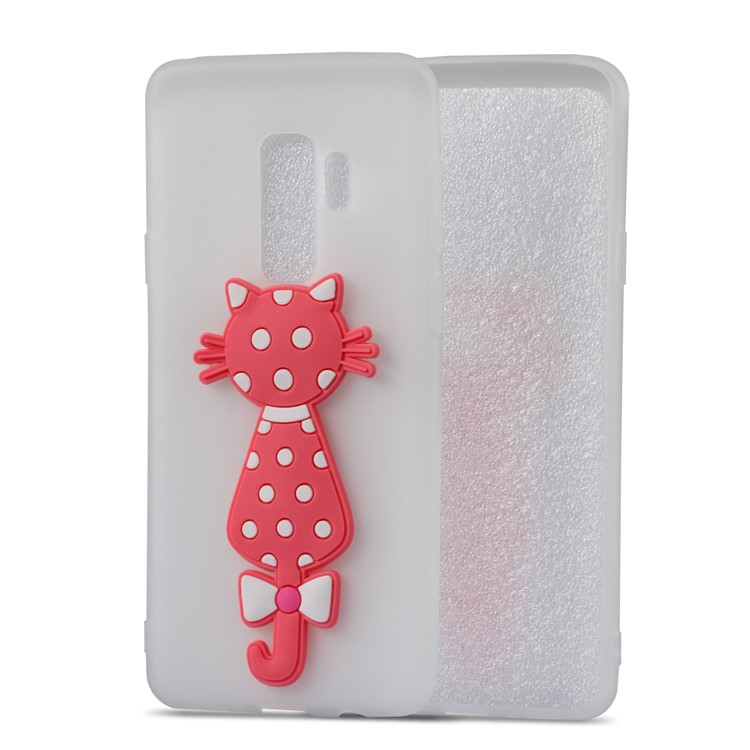 For Samsung Galaxy S9+ Cute 3D Cat TPU Soft Back Case - White-2