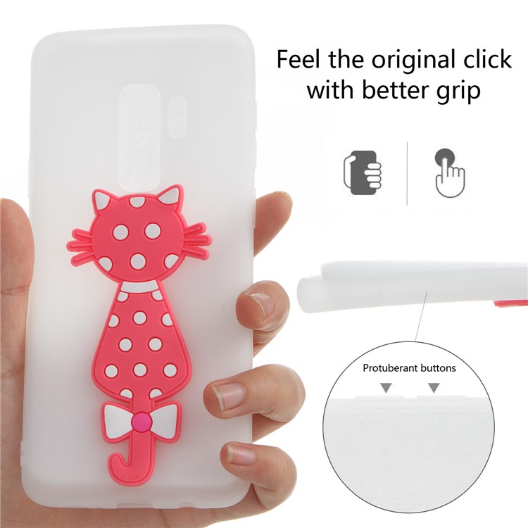 For Samsung Galaxy S9+ Cute 3D Cat TPU Soft Back Case - White-6