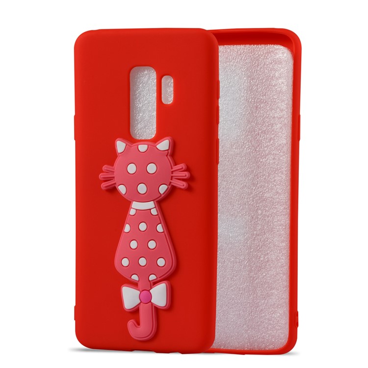 Cute 3D Cat TPU Soft Mobile Casing for Samsung Galaxy S9 Plus - Red-2