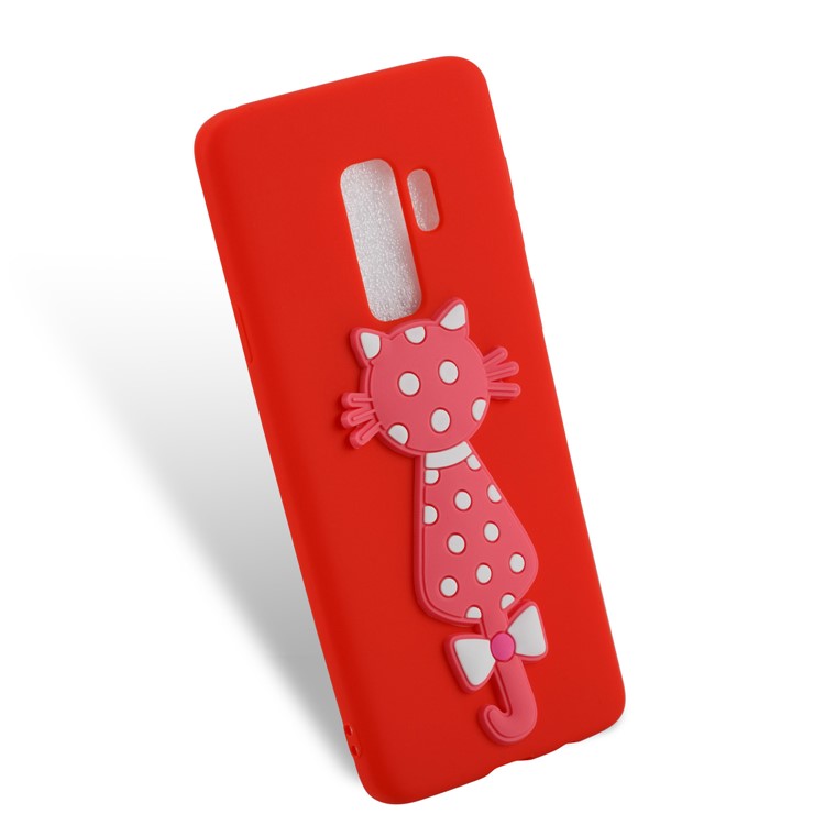 Cute 3D Cat TPU Soft Mobile Casing for Samsung Galaxy S9 Plus - Red-3