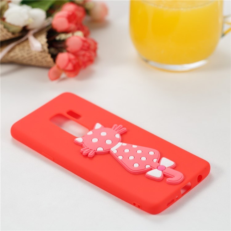 Cute 3D Cat TPU Soft Mobile Casing for Samsung Galaxy S9 Plus - Red-4