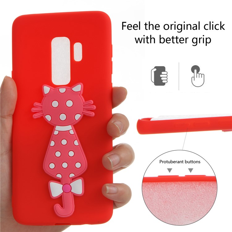 Cute 3D Cat TPU Soft Mobile Casing for Samsung Galaxy S9 Plus - Red-6
