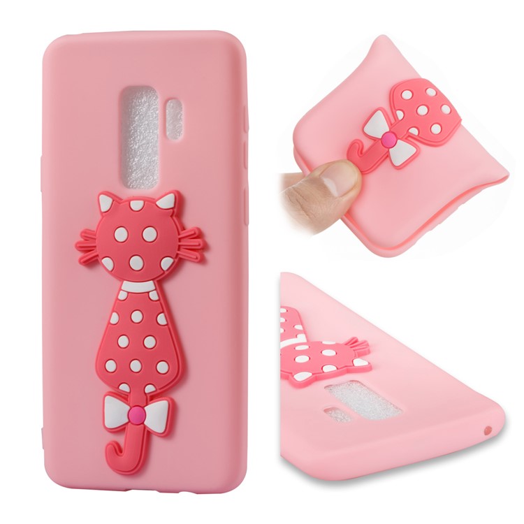 Cute 3D Cat TPU Soft Phone Cover for Samsung Galaxy S9 Plus - Pink-1