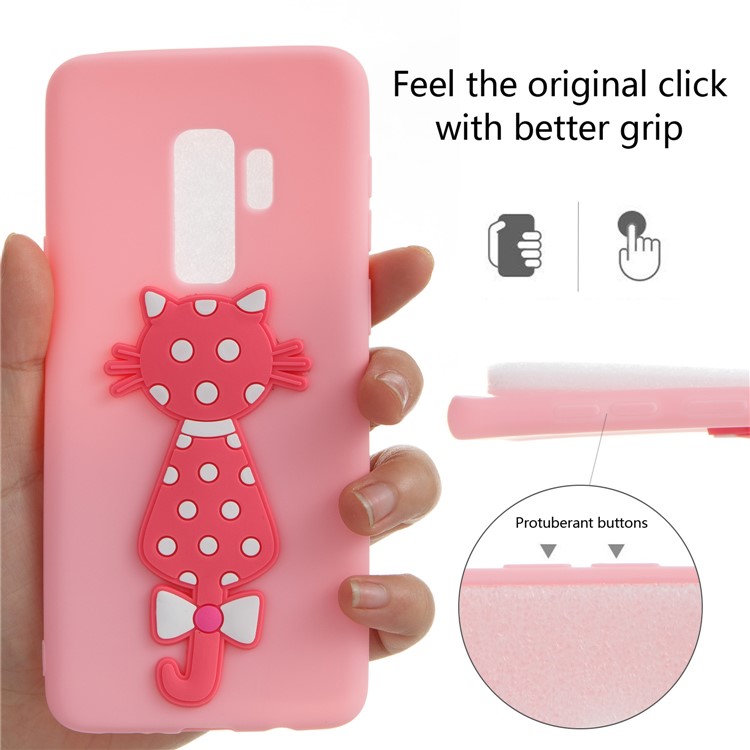 Cute 3D Cat TPU Soft Phone Cover for Samsung Galaxy S9 Plus - Pink-6