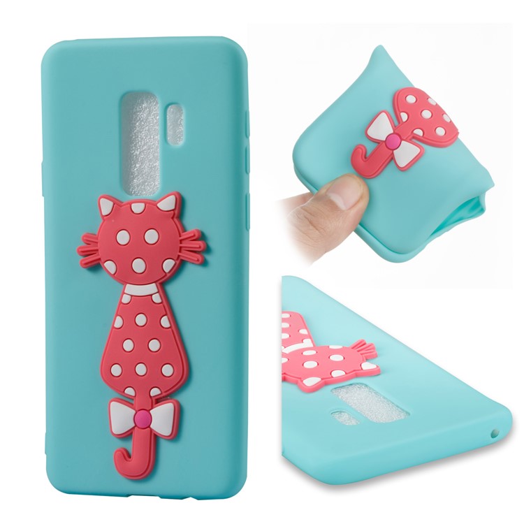 Cute 3D Cat TPU Soft Mobile Phone Shell for Samsung Galaxy S9 Plus - Baby Blue-1
