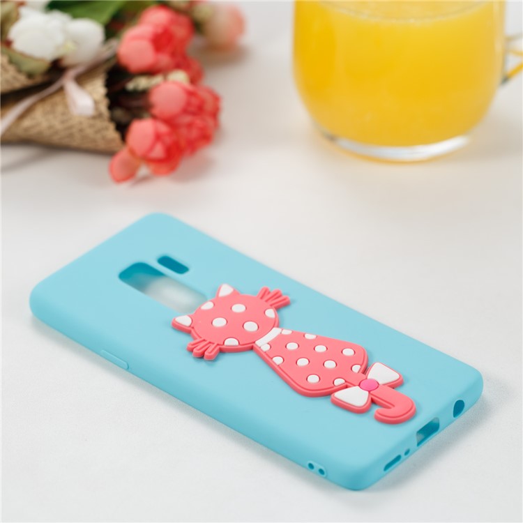 Cute 3D Cat TPU Soft Mobile Phone Shell for Samsung Galaxy S9 Plus - Baby Blue-4