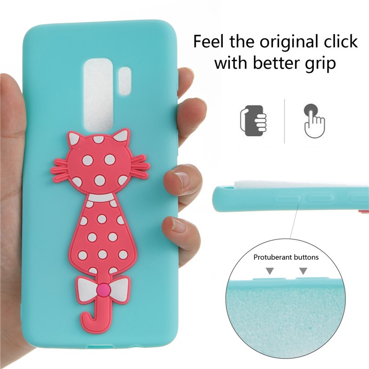 Cute 3D Cat TPU Soft Mobile Phone Shell for Samsung Galaxy S9 Plus - Baby Blue-6