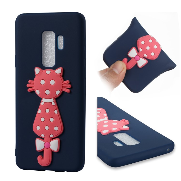 Cute 3D Cat TPU Soft Jelly Cover Case for Samsung Galaxy S9 Plus - Dark Blue-1