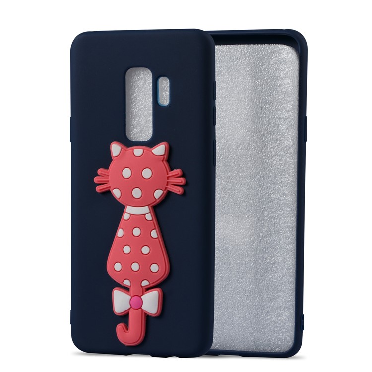 Cute 3D Cat TPU Soft Jelly Cover Case for Samsung Galaxy S9 Plus - Dark Blue-2