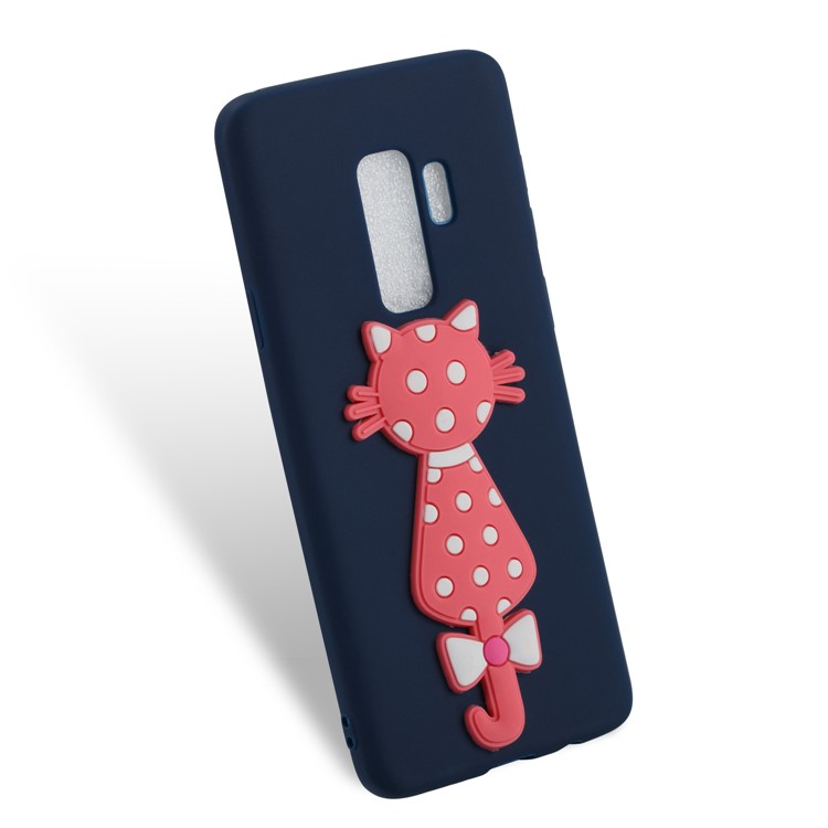 Cute 3D Cat TPU Soft Jelly Cover Case for Samsung Galaxy S9 Plus - Dark Blue-3