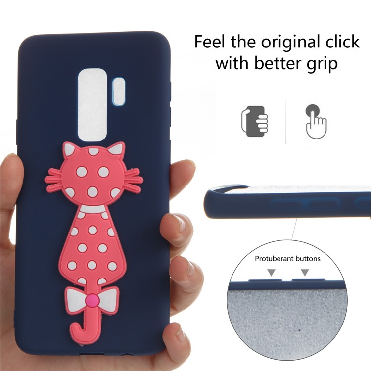 Cute 3D Cat TPU Soft Jelly Cover Case for Samsung Galaxy S9 Plus - Dark Blue-6