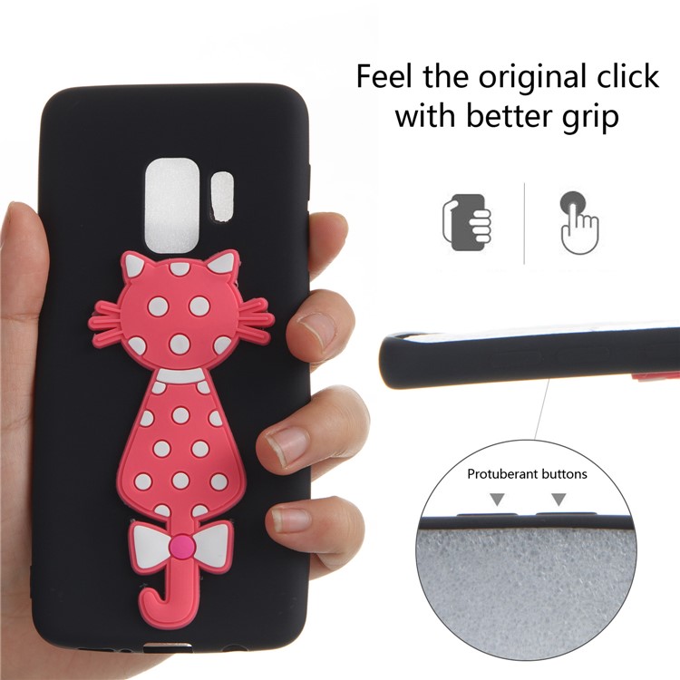 Adorable 3D Cat Pattern TPU Case for Samsung Galaxy S9 SM-G960 - Black-6