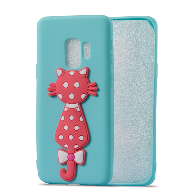Adorable 3D Cat Pattern TPU Mobile Cover for Samsung Galaxy S9 SM-G960 - Cyan-2