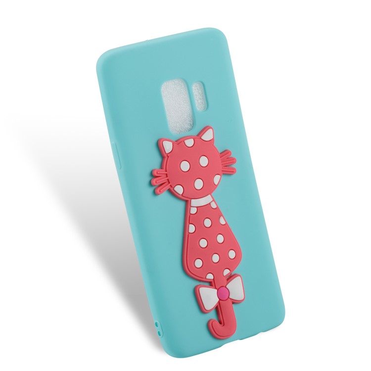 Adorable 3D Cat Pattern TPU Mobile Cover for Samsung Galaxy S9 SM-G960 - Cyan-3