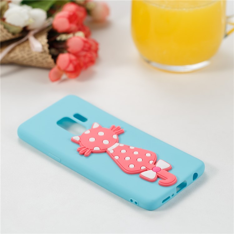 Adorable 3D Cat Pattern TPU Mobile Cover for Samsung Galaxy S9 SM-G960 - Cyan-4