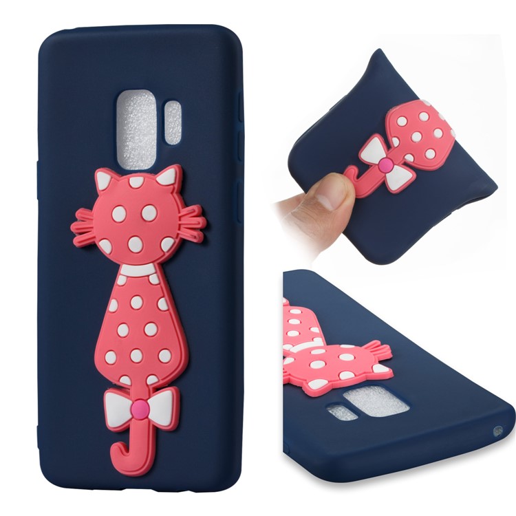 Adorable 3D Cat Pattern TPU Cell Phone Shell for Samsung Galaxy S9 SM-G960 - Dark Blue-1