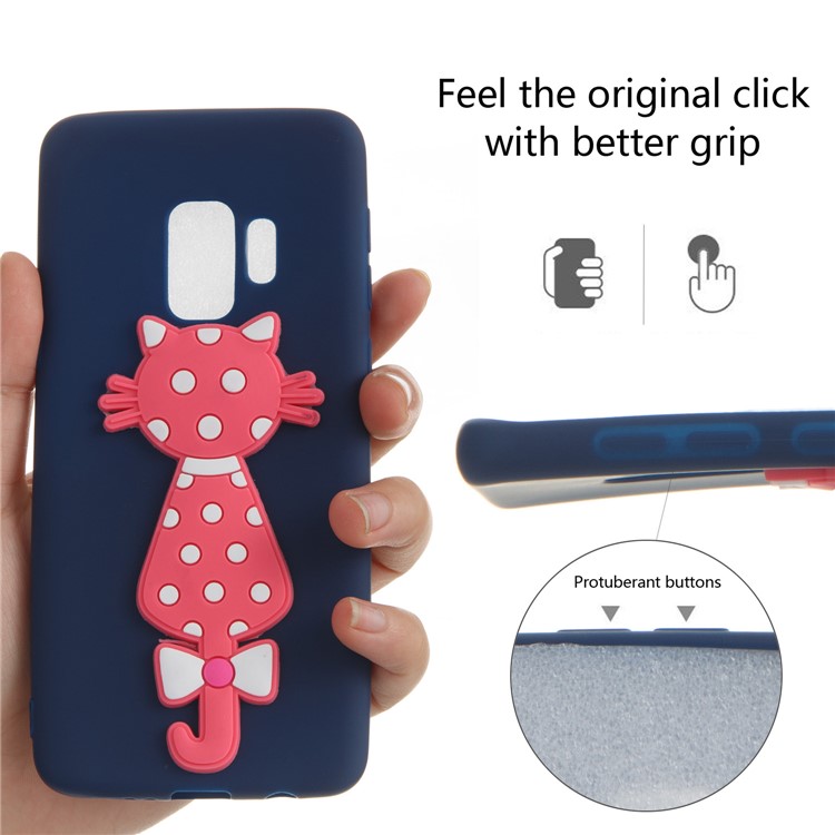 Adorable 3D Cat Pattern TPU Cell Phone Shell for Samsung Galaxy S9 SM-G960 - Dark Blue-6