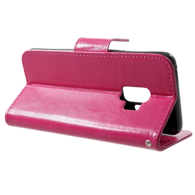 Solid Color Wallet Stand Leather Case for Samsung Galaxy S9 G960 - Rose-4