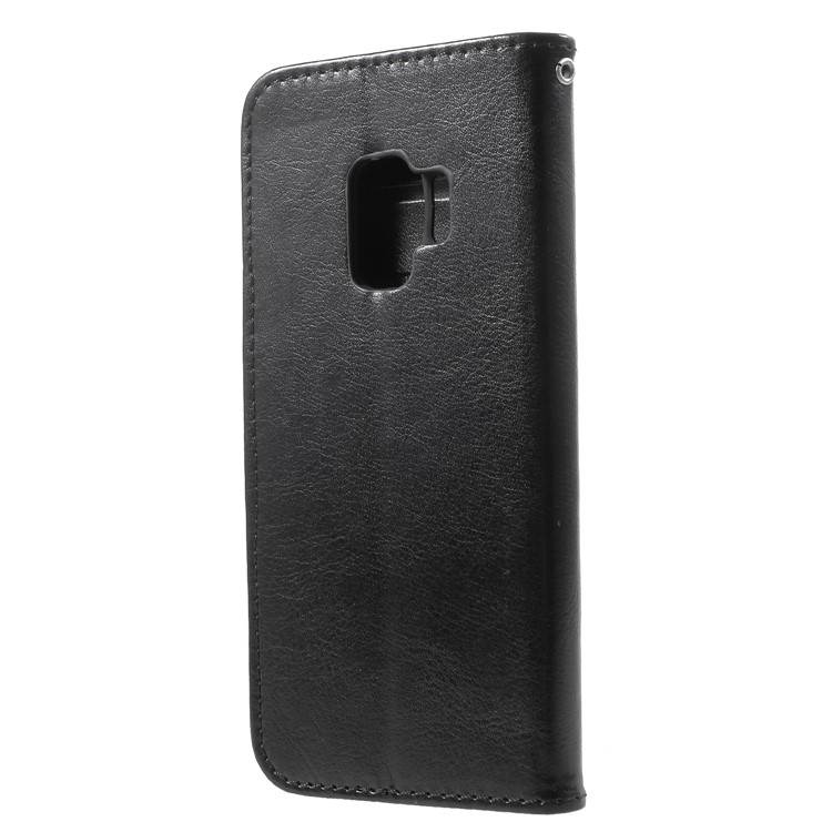 Solid Color Wallet Stand Leather Cover for Samsung Galaxy S9 G960 - Black-2