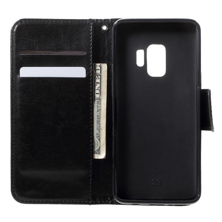 Solid Color Wallet Stand Leather Cover for Samsung Galaxy S9 G960 - Black-5