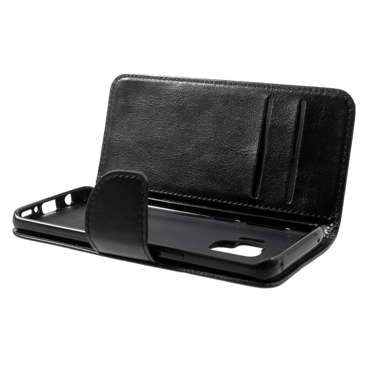 Solid Color Wallet Stand Leather Cover for Samsung Galaxy S9 G960 - Black-6