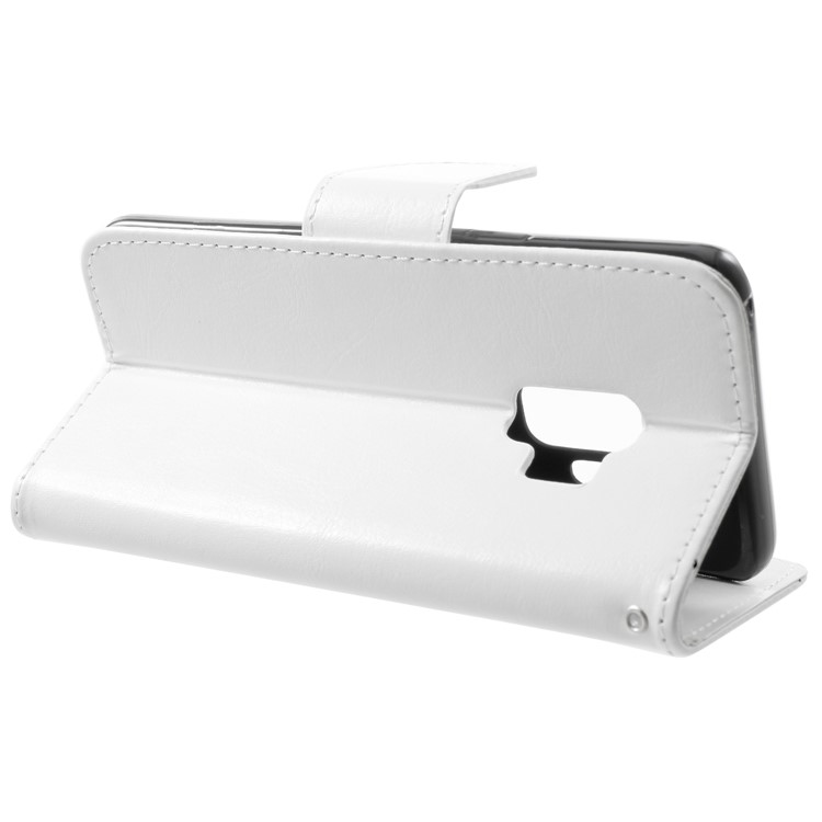 Solid Color Wallet Stand Leather Shell for Samsung Galaxy S9 G960 - White-4