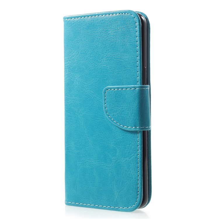 Solid Color Wallet Stand Leather Mobile Cover for Samsung Galaxy S9 G960 - Blue-3