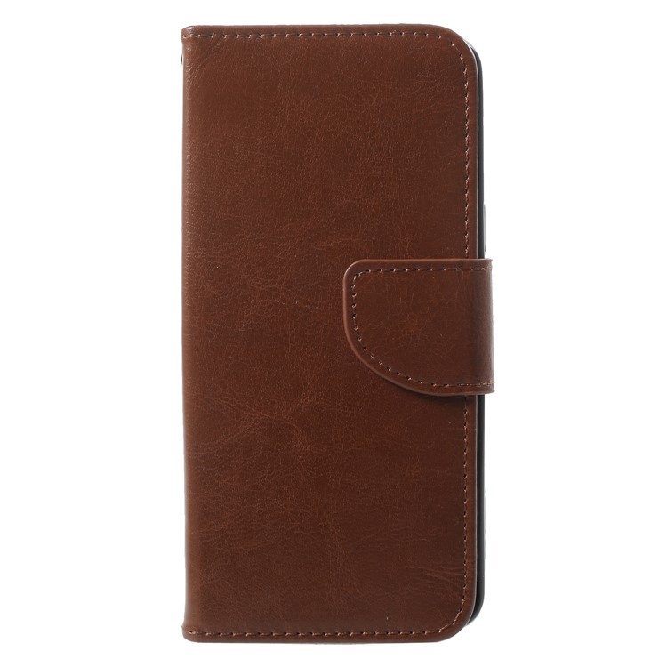 Solid Color Wallet Stand Leather Phone Case for Samsung Galaxy S9 G960 - Brown-1