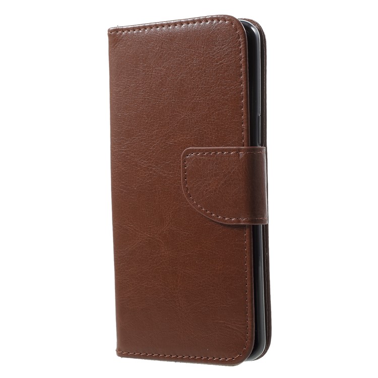 Solid Color Wallet Stand Leather Phone Case for Samsung Galaxy S9 G960 - Brown-3
