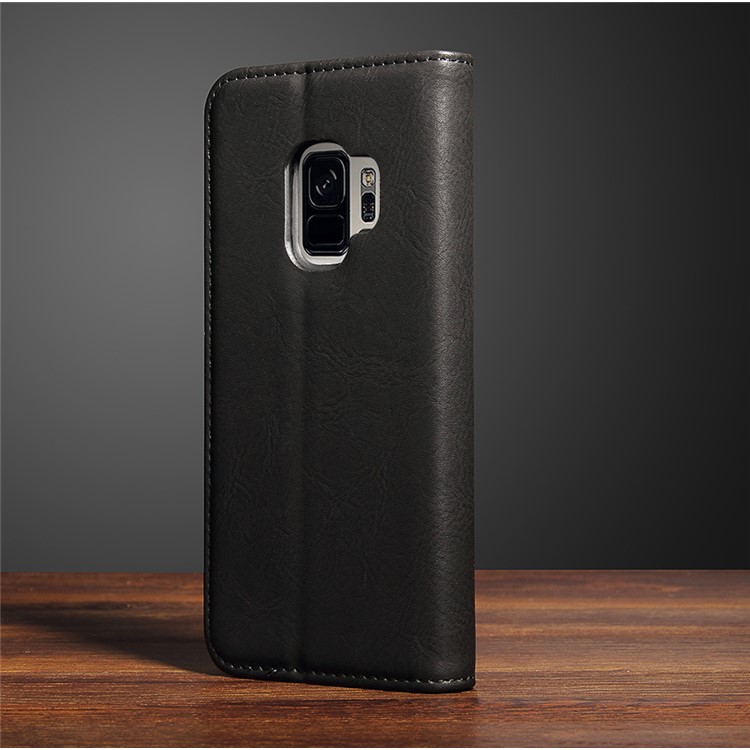 Vintage Flip Stand Leather Cell Phone Case with Card Slot for Samsung Galaxy S9 SM-G960 - Black-12