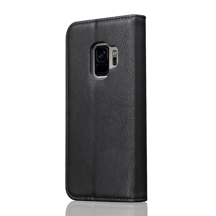 Vintage Flip Stand Leather Cell Phone Case with Card Slot for Samsung Galaxy S9 SM-G960 - Black-3